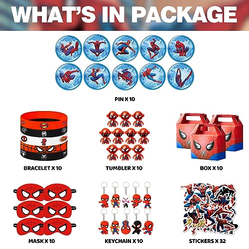Spider-Man Party Pack for Kids: Button Pins, Tumblers, Keychains