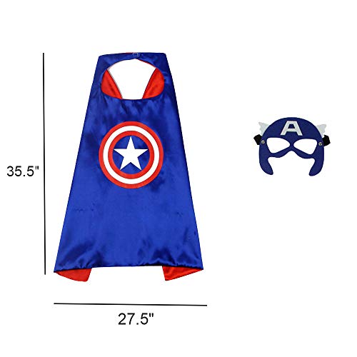 OMGOD Superhero 12" Shield + Blue Cape Cosplay Set, For Cartoon Dress up Costumes Suit, Plastic Shield Satin Cape, for Kids Boy Role Play Toy, Boys birthday gifts, Halloween, Christmas presents