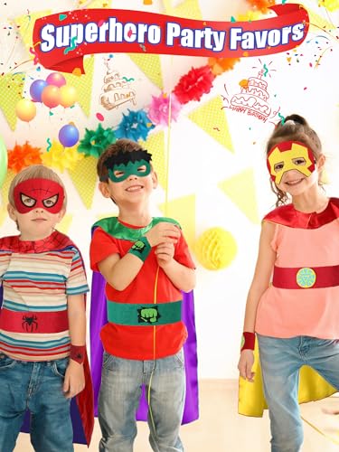 VOKOFAYE Super Hero Capes for Kids, Toddler Dress Up Costumes with Mask and Bracelet, Superhero Toys for Boys Girls, Halloween Birthday Party Gift