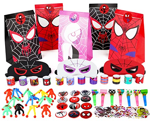 110pcs Spider and Friend Superhero Party Favor Set