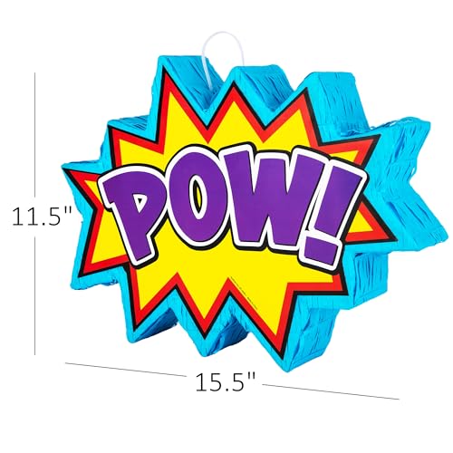 ArtCreativity Pow Superhero Piñata for Kids - Includes Pinata with Blindfold and Stick for Super Hero Party Supplies - Super Hero Party Decorations for Boys - Easy to Fill Birthday Party Piñata