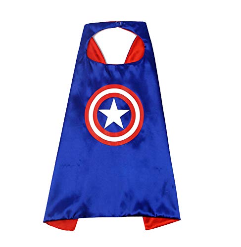 OMGOD Superhero 12" Shield + Blue Cape Cosplay Set, For Cartoon Dress up Costumes Suit, Plastic Shield Satin Cape, for Kids Boy Role Play Toy, Boys birthday gifts, Halloween, Christmas presents