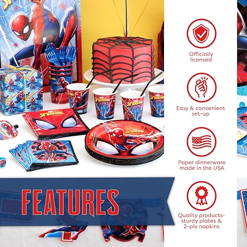 Spiderman Party Supplies | Serves 16 Guests | Marvel Superhero
