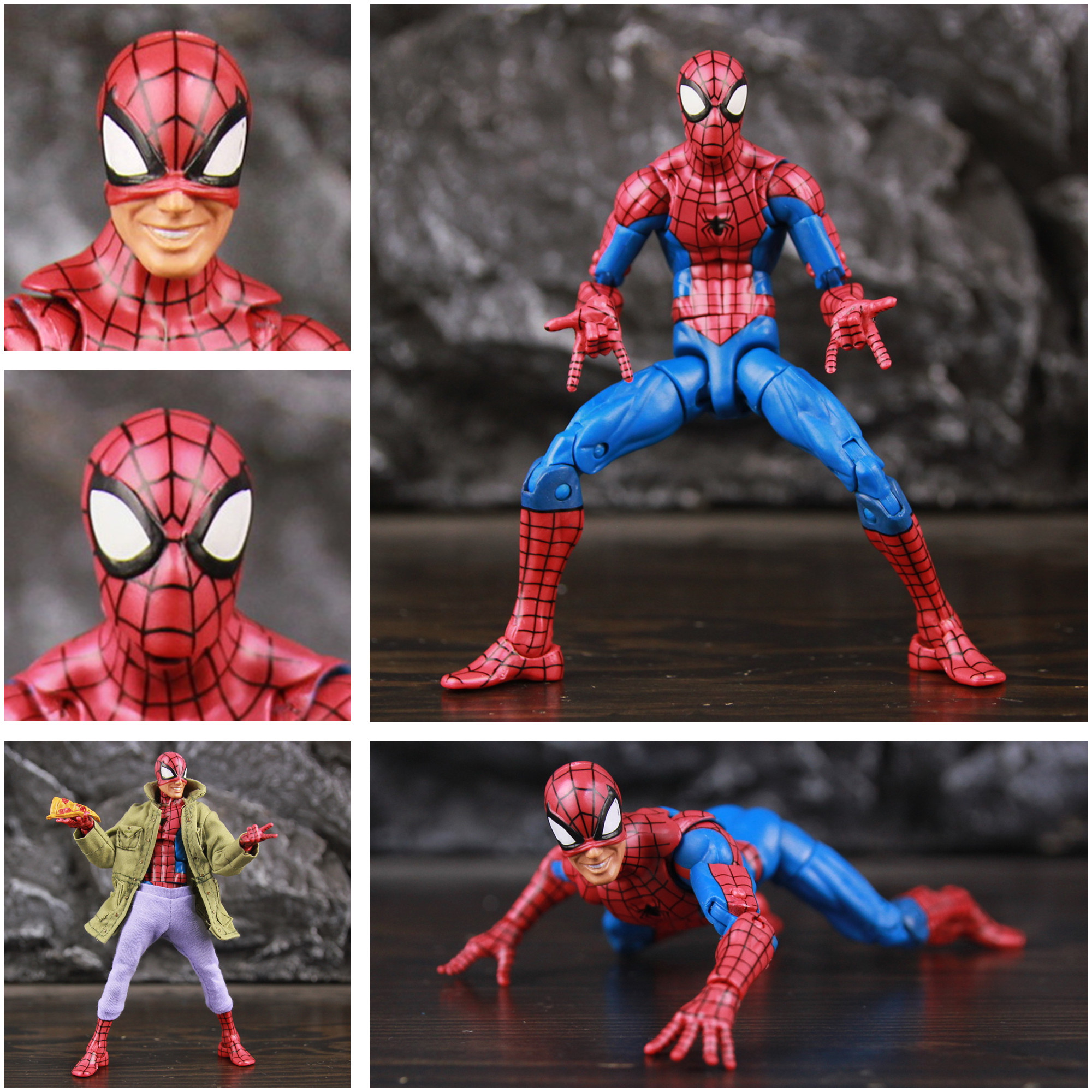 Marvel Classic Spider Man 6" Action Figure Clothing Amazing Pizza Red Blue Spiderman Peter Parker Legends one:12 Toys Doll Model