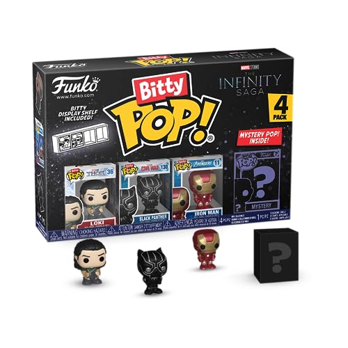 Funko Bitty Pop! Marvel Mini Collectible Toys 4-Pack - Loki, Black Panther, Iron Man & Mystery Chase Figure (Styles May Vary)