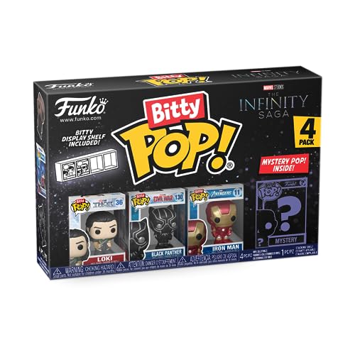 Funko Bitty Pop! Marvel Mini Collectible Toys 4-Pack - Loki, Black Panther, Iron Man & Mystery Chase Figure (Styles May Vary)