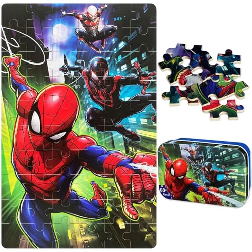 NEILDEN Disney Jigsaw Puzzles, 60 Pieces Puzzles for Kids Ages 4-8,Learning Educational Puzzles for Children Girls and Boys,Packed in Tin Box,Puzzle Size:9.2"X5.9" (