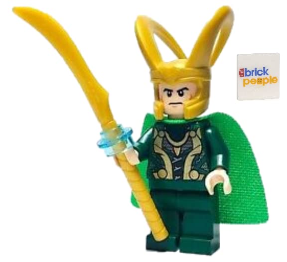LEGO Superheroes: Loki Minifigure with Scepter and Tesseract and Additional Blue Cape - Ages 6+ (1 pcs)