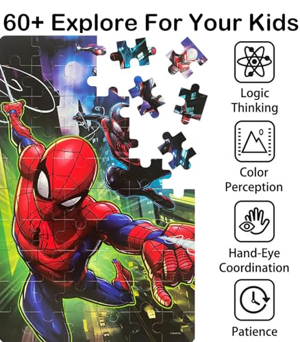 NEILDEN Disney Jigsaw Puzzles, 60 Pieces Puzzles for Kids Ages 4-8,Learning Educational Puzzles for Children Girls and Boys,Packed in Tin Box,Puzzle Size:9.2"X5.9" (