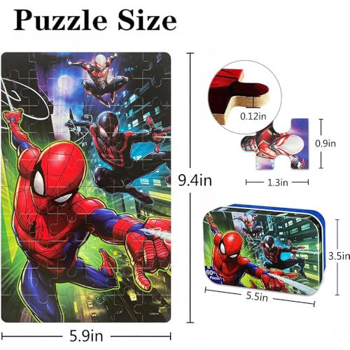 NEILDEN Disney Jigsaw Puzzles, 60 Pieces Puzzles for Kids Ages 4-8,Learning Educational Puzzles for Children Girls and Boys,Packed in Tin Box,Puzzle Size:9.2"X5.9" (