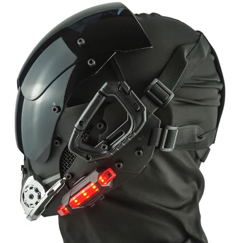 PDLING Punk mask cyber punk helmet LED Light Up Mask for Adult Cosplay Halloween Party Music Festival Costume