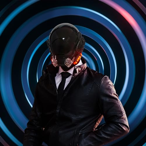 PDLING Punk mask cyber punk helmet LED Light Up Mask for Adult Cosplay Halloween Party Music Festival Costume