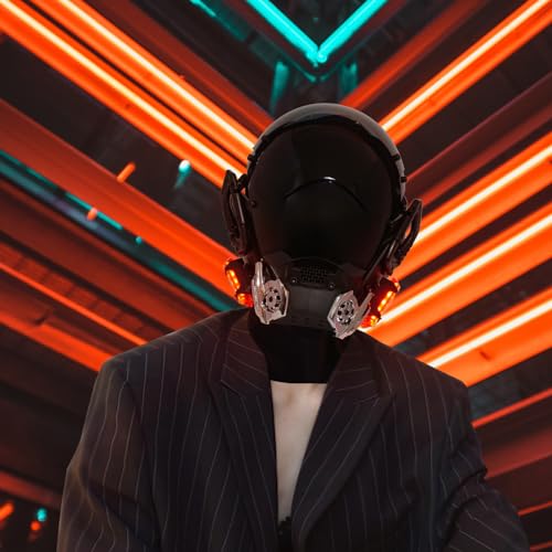 PDLING Punk mask cyber punk helmet LED Light Up Mask for Adult Cosplay Halloween Party Music Festival Costume