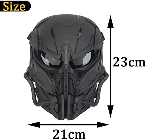 Airsoft Skull Mask Balaclava, Full Face Protective Paintball GearWith GogglesAdjustable HalloweenCosplay Skull Mask 21*12*23cm