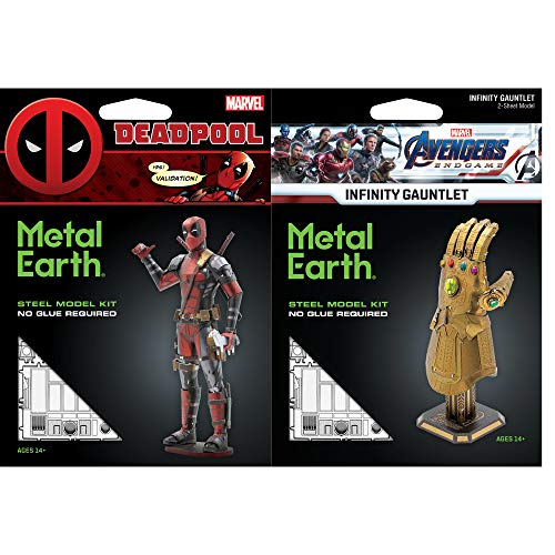 Metal Earth Fascinations 3D Metal Model Kits Set of 2 Marvel Deadpool - Infinity Gauntlet