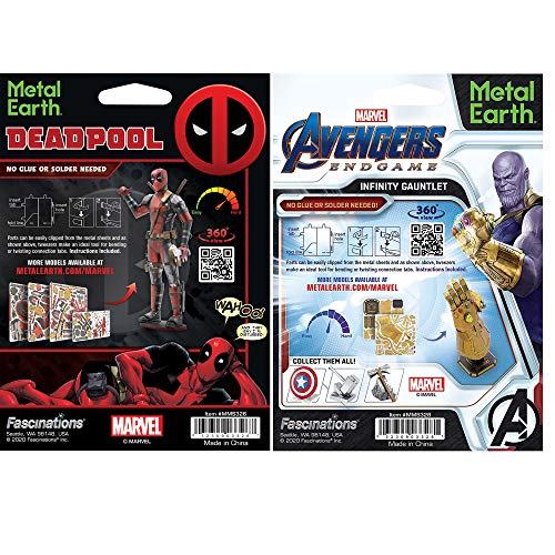Metal Earth Fascinations 3D Metal Model Kits Set of 2 Marvel Deadpool - Infinity Gauntlet