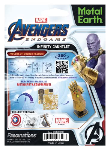 Metal Earth Fascinations Marvel Avengers Infinity Gauntlet 3D Metal Model Kit Bundle with Tweezers