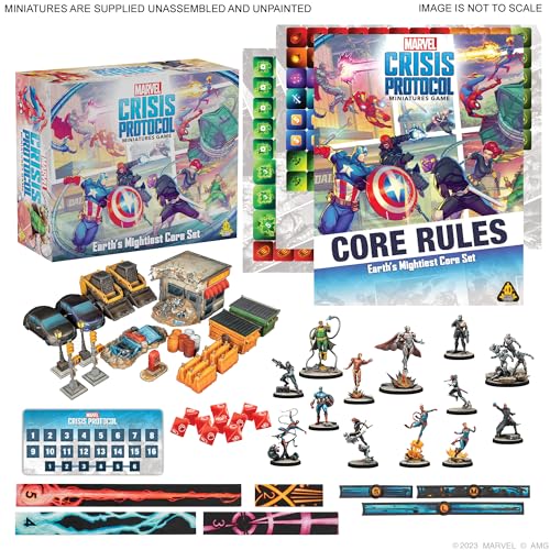 Marvel: Crisis Protocol Earth's Mightiest CORE Set - Iconic Heroes & Villains for Epic Battles! Tabletop Superhero Game, Ages 14+, 2 Players, 90 Minute Playtime, Made by Atomic Mass Games