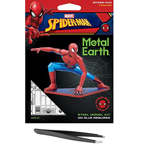 Metal Earth Fascinations Marvel Spider-Man 3D Metal Model Kit Bundle with Tweezers