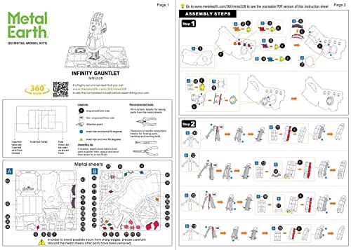 Metal Earth Fascinations Marvel Avengers Infinity Gauntlet 3D Metal Model Kit Bundle with Tweezers