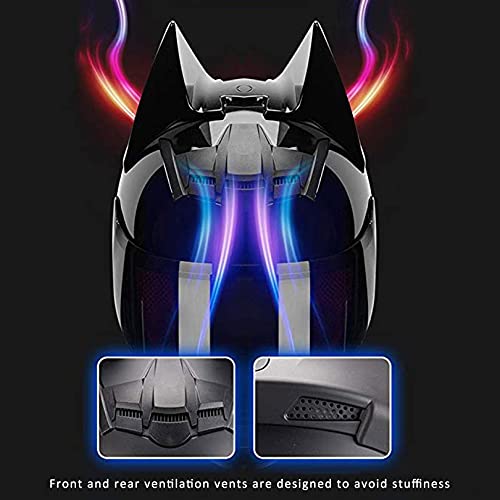 SYCARPET DOT/ECE Approved Batman Helmet, Electric Motorcycle Men and Women Cool Racing Motocross Full Face Helmet