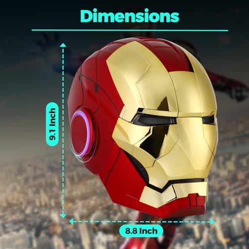 YONTYEQ Iron-Man MK 5 Electronic Helmet: Voice & Remote Controlled, LED Eyes & Sound Effects, Perfect Super Hero Movie Prop for Kids and Adults - Ideal Gift for Halloween & Christmas