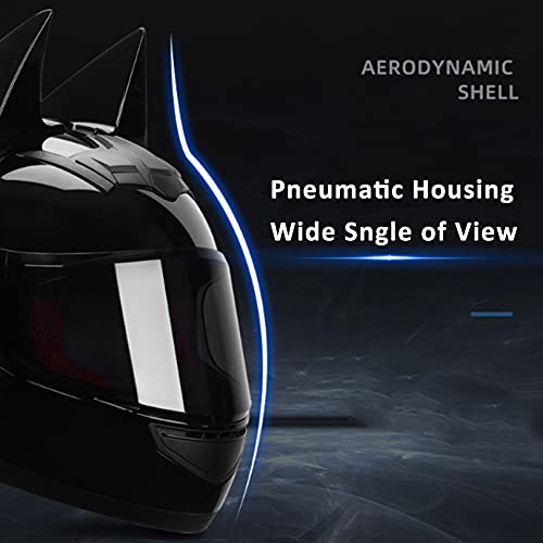SYCARPET DOT/ECE Approved Batman Helmet, Electric Motorcycle Men and Women Cool Racing Motocross Full Face Helmet