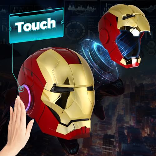 YONTYEQ Iron-Man MK 5 Electronic Helmet: Voice & Remote Controlled, LED Eyes & Sound Effects, Perfect Super Hero Movie Prop for Kids and Adults - Ideal Gift for Halloween & Christmas
