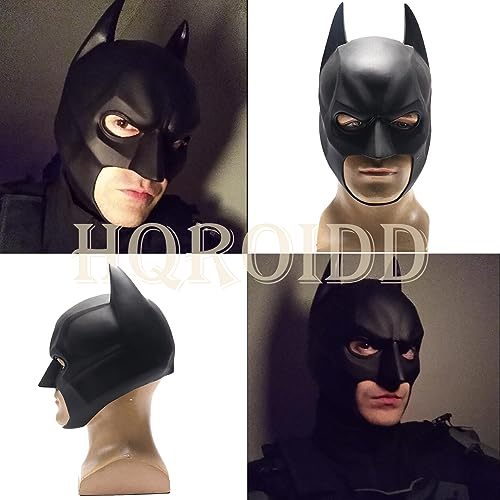 Men's Super Hero Bat Mask Knight Full Head Helmet Latex Black Headgear Halloween Costume Accessory Masque Role Play Props