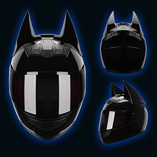 SYCARPET DOT/ECE Approved Batman Helmet, Electric Motorcycle Men and Women Cool Racing Motocross Full Face Helmet