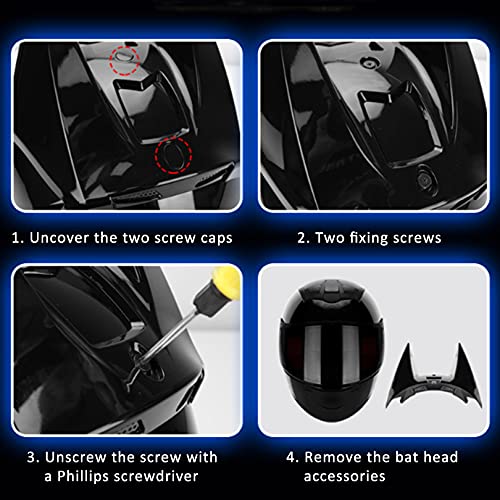 SYCARPET DOT/ECE Approved Batman Helmet, Electric Motorcycle Men and Women Cool Racing Motocross Full Face Helmet