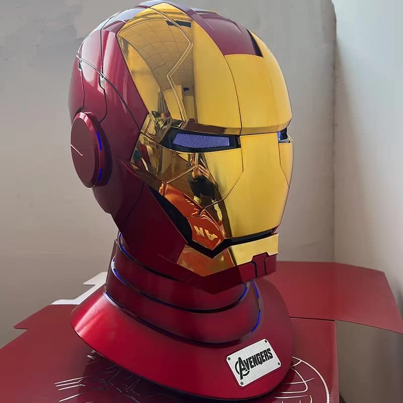 AUGMAXI Iron-man Helmet Wearable Mark 5 Mask Voice Control Open/Close Helmet with Sounds & LED Eyes Collectibles Statue Model Birthday Christmas Gift (MK85)