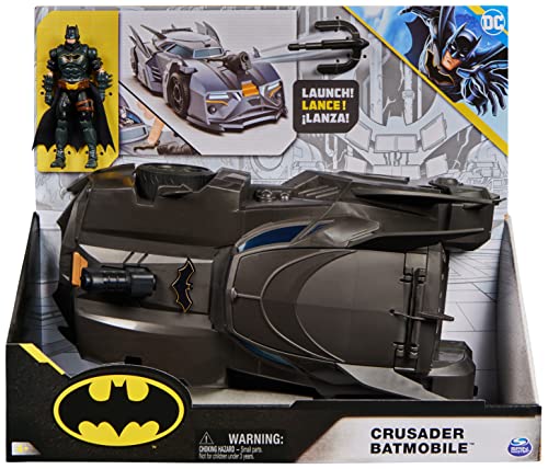DC Comics, Crusader Batmobile Playset with Exclusive 4-inch Batman Figure, 3 Super-Villain Paper Figures, Kids Toys for Boys and Girls Ages 4+