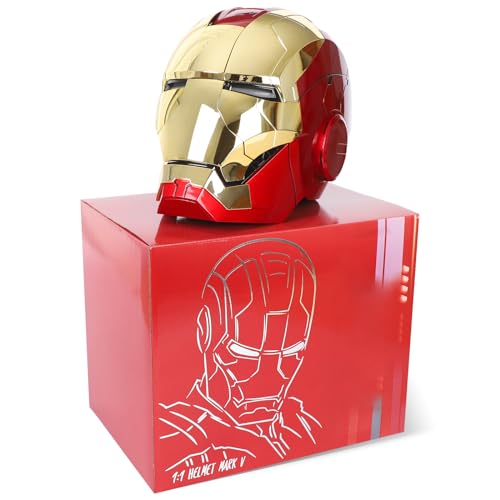 YONTYEQ Iron-Man MK 5 Electronic Helmet: Voice & Remote Controlled, LED Eyes & Sound Effects, Perfect Super Hero Movie Prop for Kids and Adults - Ideal Gift for Halloween & Christmas