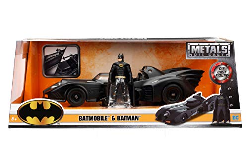 Jada Toys Batman1989 Batmobile With 2.75" Batman Metals Diecast Vehicle With Figure, Black