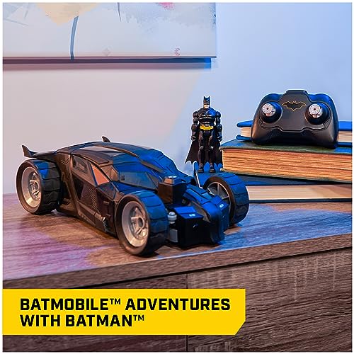 DC Comics, Batman Batmobile Remote Control Car, Easy to Drive with 4-inch Batman Figure, Kids Toys for Boys and Girls Ages 4 and Up