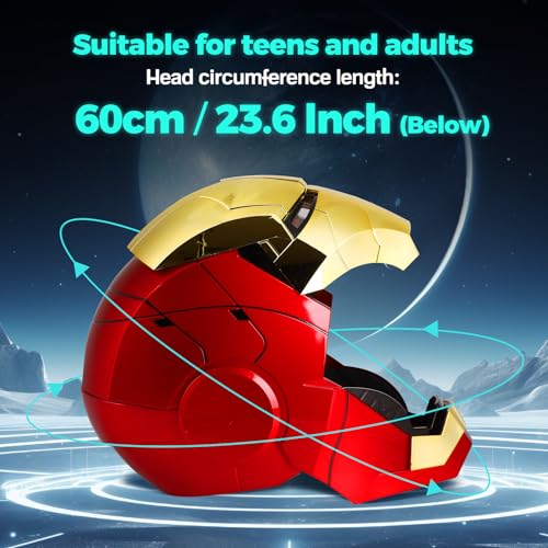 YONTYEQ Iron-Man MK 5 Electronic Helmet: Voice & Remote Controlled, LED Eyes & Sound Effects, Perfect Super Hero Movie Prop for Kids and Adults - Ideal Gift for Halloween & Christmas