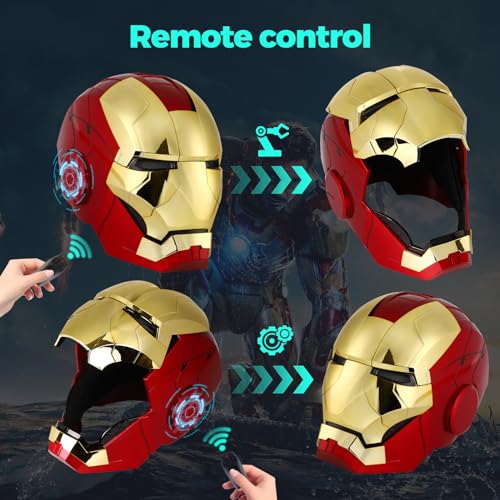 YONTYEQ Iron-Man MK 5 Electronic Helmet: Voice & Remote Controlled, LED Eyes & Sound Effects, Perfect Super Hero Movie Prop for Kids and Adults - Ideal Gift for Halloween & Christmas