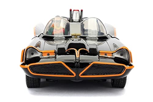 1966 Classic TV Series Batmobile 1:24 Die-Cast Car with 2.75" Batman and Robin Figures, Toys for Kids and Adults