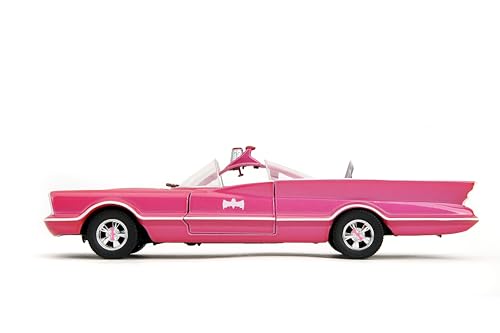 Pink Slips W7 1:24 Classic TV Series Batmobile Die-Cast Car w/Base, Toys for Kids and Adults(Pink)