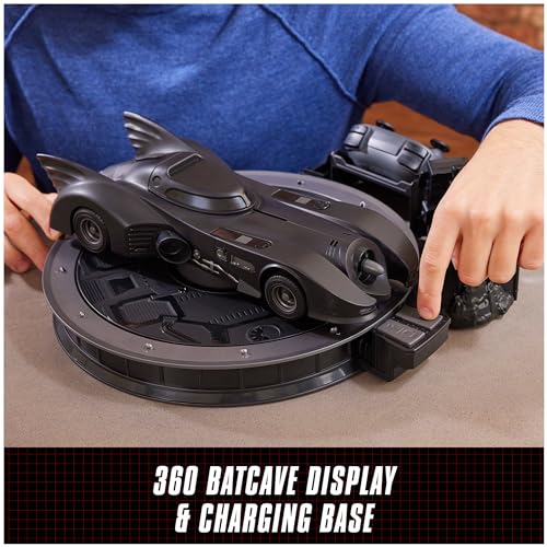 DC Comics, Official 1989 Batmobile RC, Exclusive Batman Figure, Limited Edition Collector's Item, Smoke Effects, Batcave Chargeable Base, Ages 14+