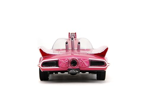 Pink Slips W7 1:24 Classic TV Series Batmobile Die-Cast Car w/Base, Toys for Kids and Adults(Pink)