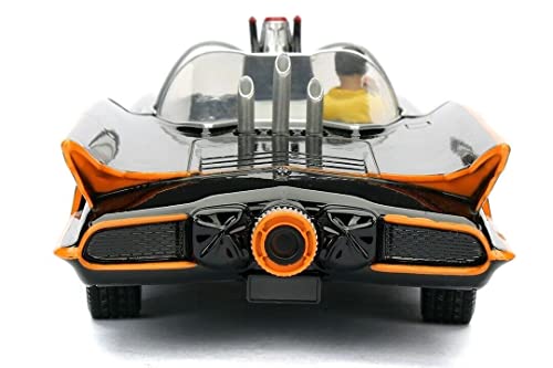 1966 Classic TV Series Batmobile 1:24 Die-Cast Car with 2.75" Batman and Robin Figures, Toys for Kids and Adults