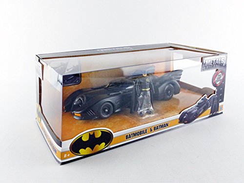 Jada Toys Batman1989 Batmobile With 2.75" Batman Metals Diecast Vehicle With Figure, Black