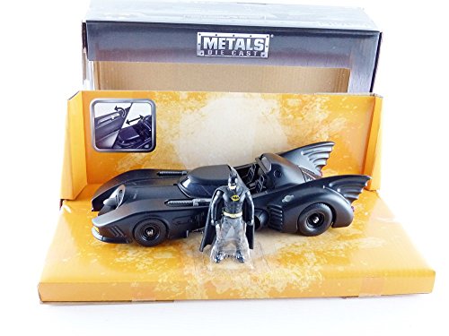 Jada Toys Batman1989 Batmobile With 2.75" Batman Metals Diecast Vehicle With Figure, Black