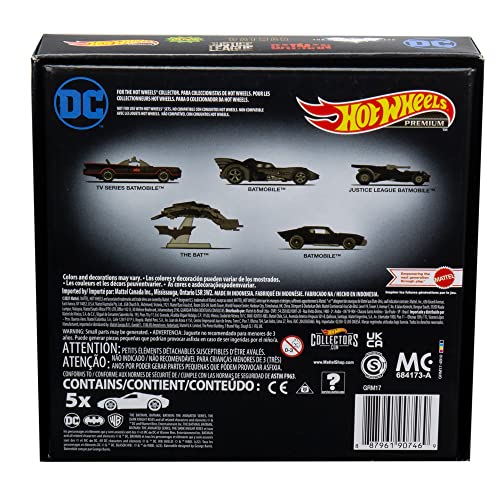 Hot Wheels Batman Batmobile Bundle, Set of 5 Fan-Favorite Batmobile Castings in 1:64 Scale with Special Packaging