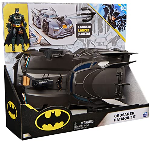 DC Comics, Crusader Batmobile Playset with Exclusive 4-inch Batman Figure, 3 Super-Villain Paper Figures, Kids Toys for Boys and Girls Ages 4+