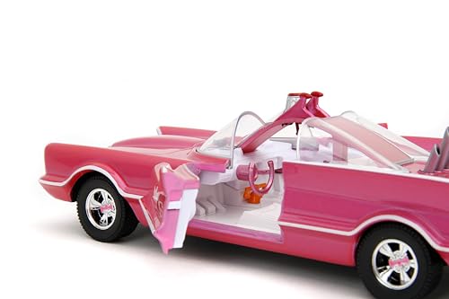 Pink Slips W7 1:24 Classic TV Series Batmobile Die-Cast Car w/Base, Toys for Kids and Adults(Pink)