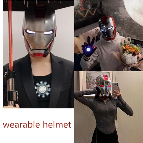 Autoking Iron-Man Helmet Wearable Mark 5 Mask Voice Control Helmet Birthday (Silvery)