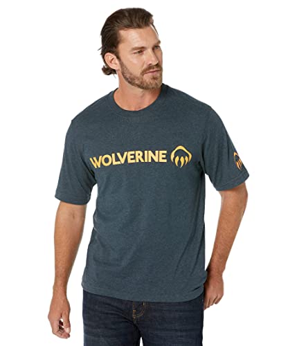 Wolverine Men's Short Sleeve Graphic Tee, Dark Navy Heather HV Logo, XX-Large